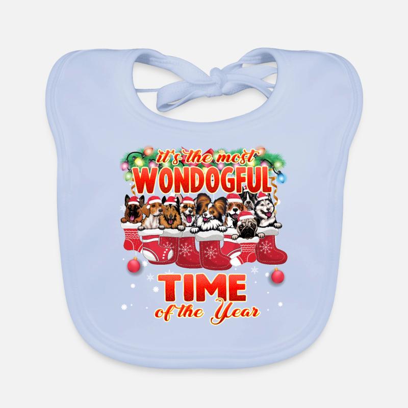 Races de chiens mignons grands et petits - Chien de Noël Bavoir bio Bébé