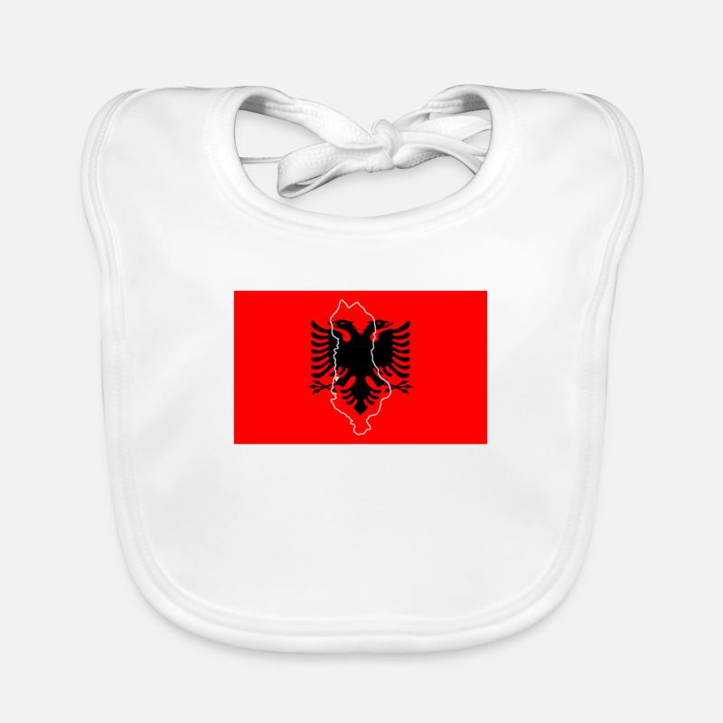Drapeau de l’Albanie - Bavoir bio Bébé - blanc