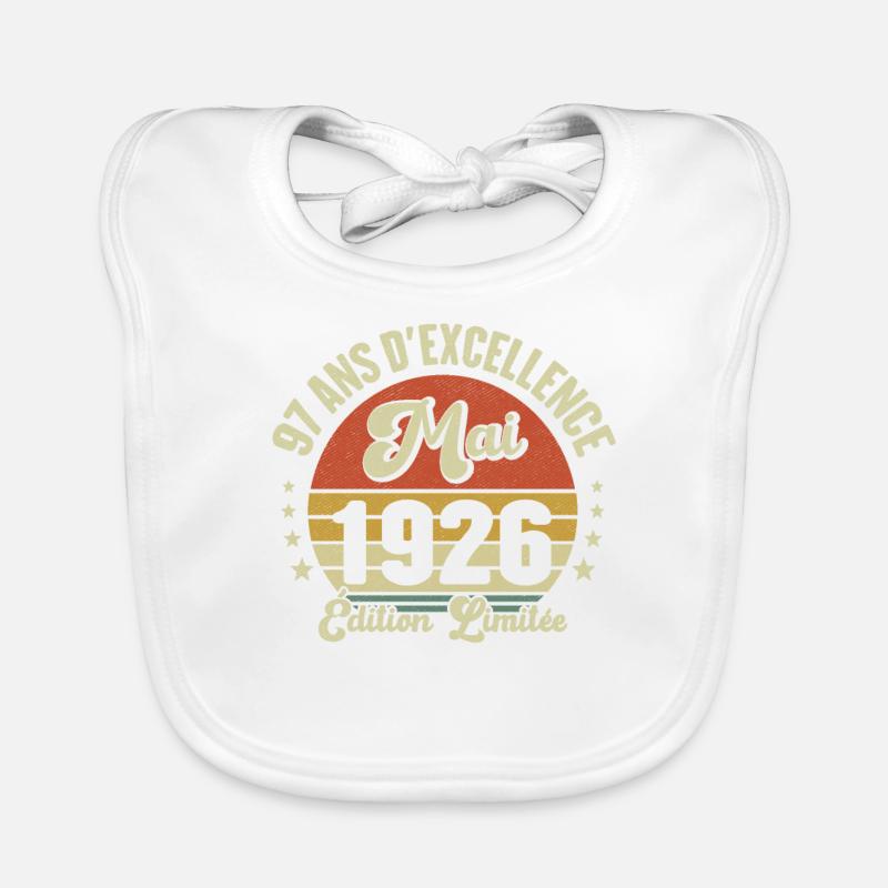 May 1926 97 Years Anniversary Vintage Gift Idea Organic Baby Bibs
