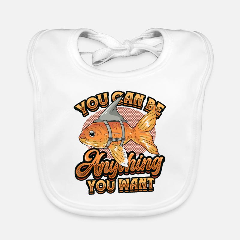 Goldfish Be A Shark, motivational message. Organic Baby Bibs