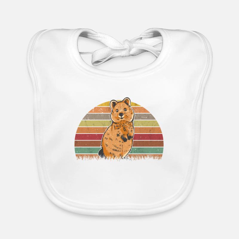 Quokka Vintage Kangourou à queue courte Rétro Bavoir bio Bébé