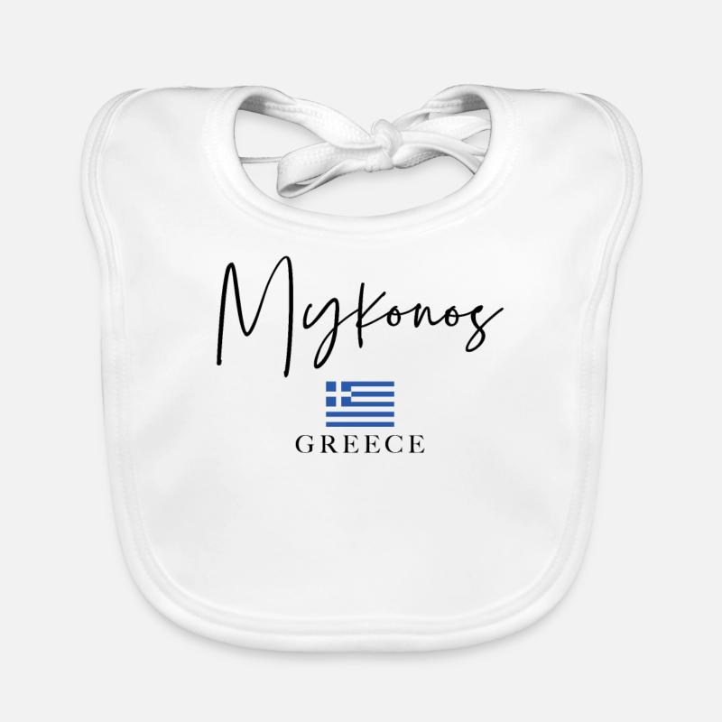 Vacances du drapeau de la Grèce - Île de Mykonos Bavoir bio Bébé