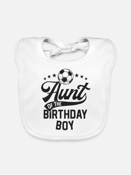 Aunt Of The Birthday Boy Soccer Themed Party - Organic Baby Bibs - white - Front