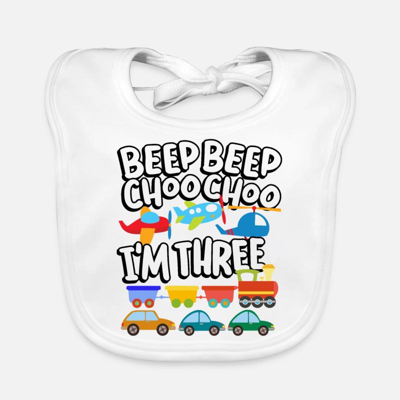 Beep Beep Choo Choo I'm Three Toy Train Car 3. Organic Baby Bibs