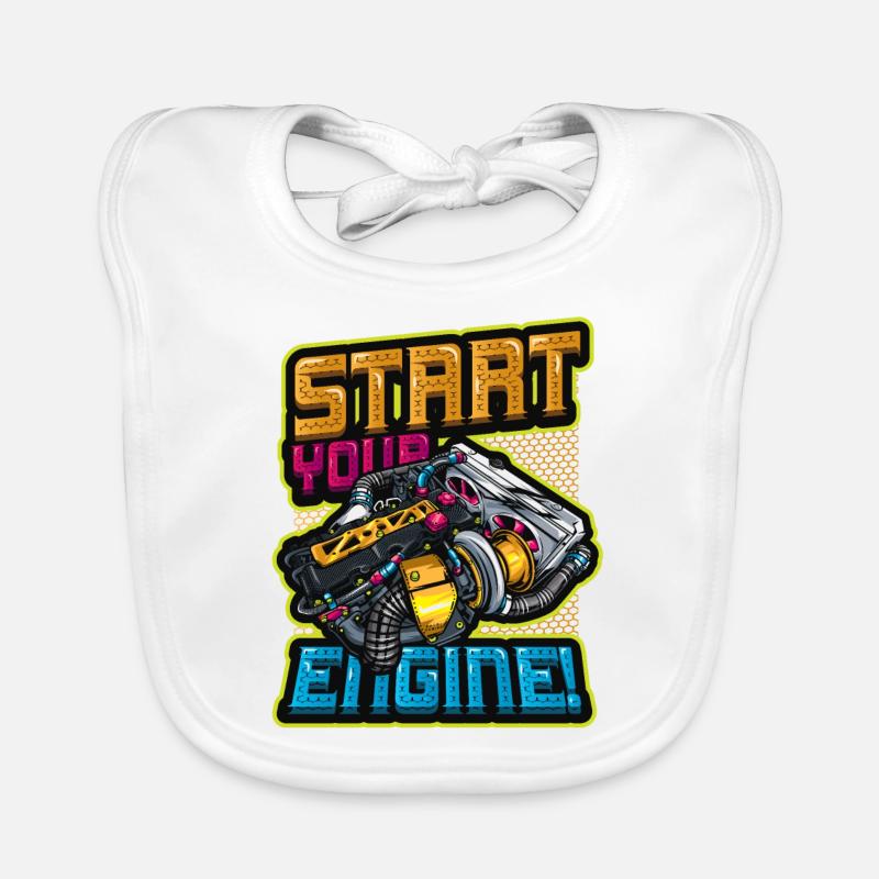 Start your engine car mechanic Organic Baby Bibs