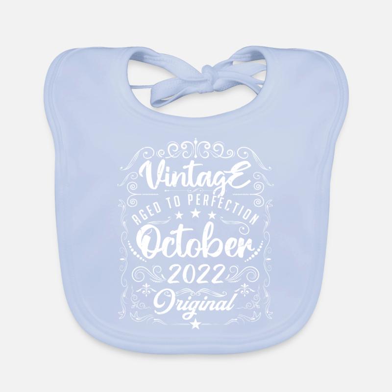 Vintage BORN IN OCTOBER 2022 . Organic Baby Bibs