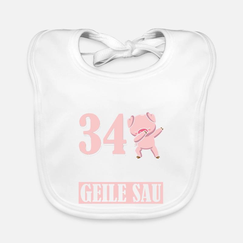 Auch Mit 34 Noch Eine Geile Sau Schwein 34th - Baby Bio-Lätzchen - Weiß