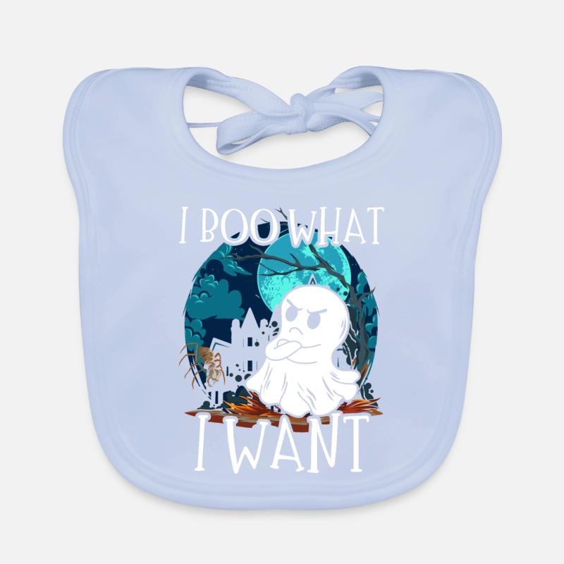 I Boo What I Want Grumpy Spooky Ghost Halloween Organic Baby Bibs