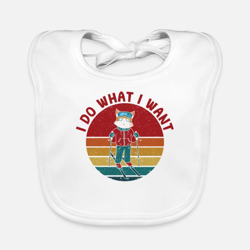 Funny Ski Cat Lovers Skiing Kittens Organic Baby Bibs