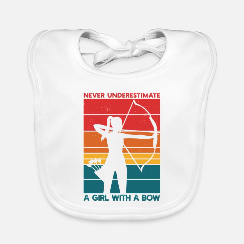 Unterschätze niemals ein Mädchen mit einem Bogenbogenschießen Baby Bio-Lätzchen