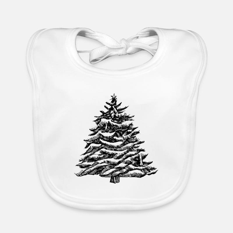 Arbre de Noël Arbre de Noël Vacances Hiver 14 - Bavoir bio Bébé - blanc