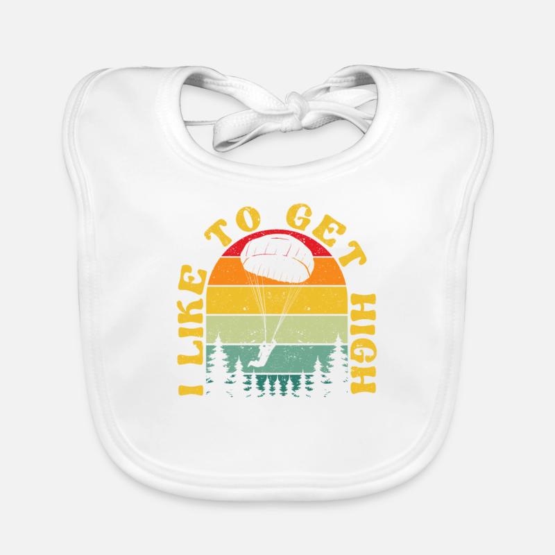 Parachutist Parachute I Like To Get High Organic Baby Bibs