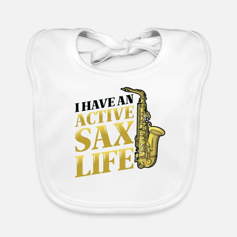 J’ai une vie active de saxophone, le saxophone jazz. Bavoir bio Bébé