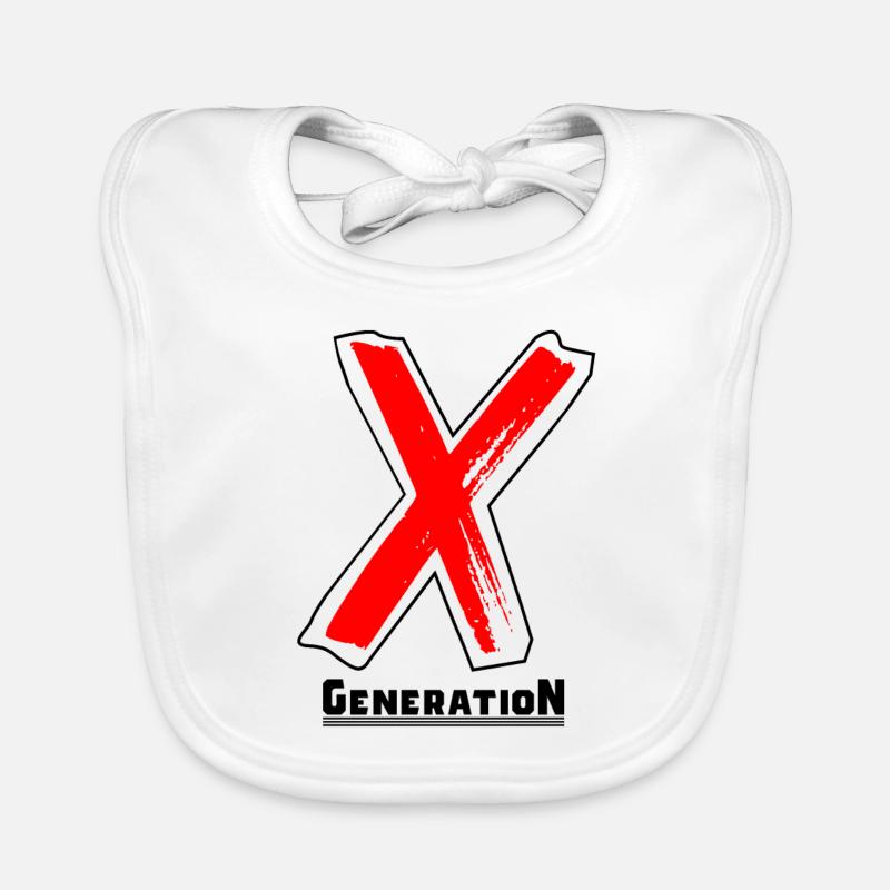 Generation X Letters/X Symbol Text Gift Organic Baby Bibs