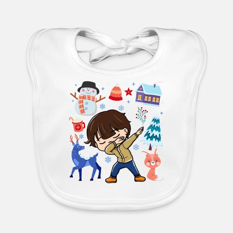 Dabbed Young Snow Deer Winter Temperate Organic Baby Bibs