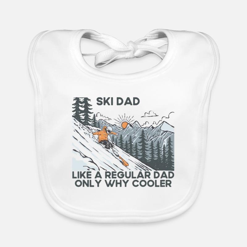 Ski Papa Drôle Mignon Ski d’hiver - Bavoir bio Bébé - blanc