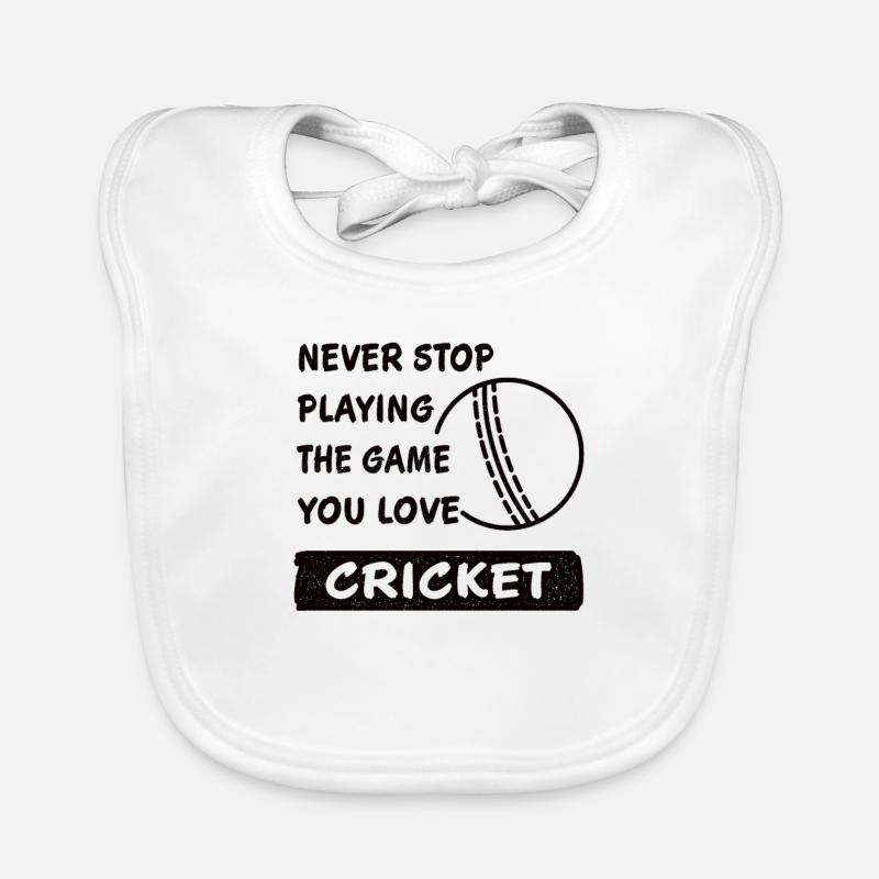 Never stop playing the game cricket gift Organic Baby Bibs