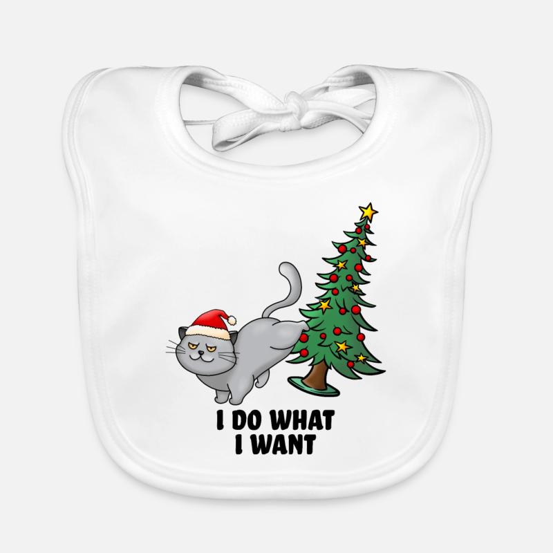 Noël drôle de chat Chat arbre de Noël Chat Bavoir bio Bébé