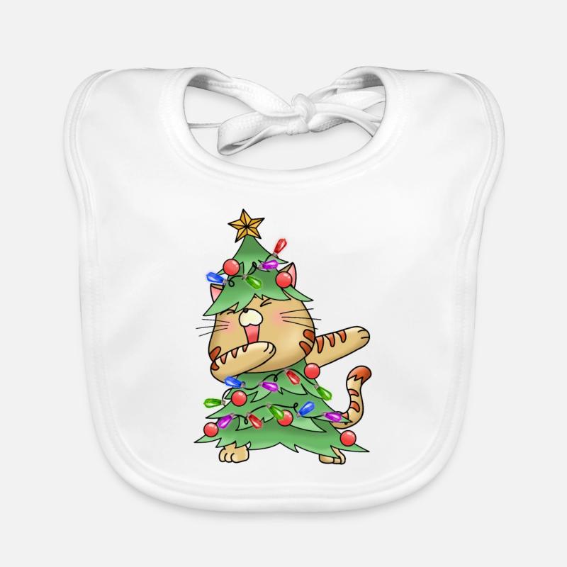Noël drôle de chat Chat arbre de Noël Chat Bavoir bio Bébé