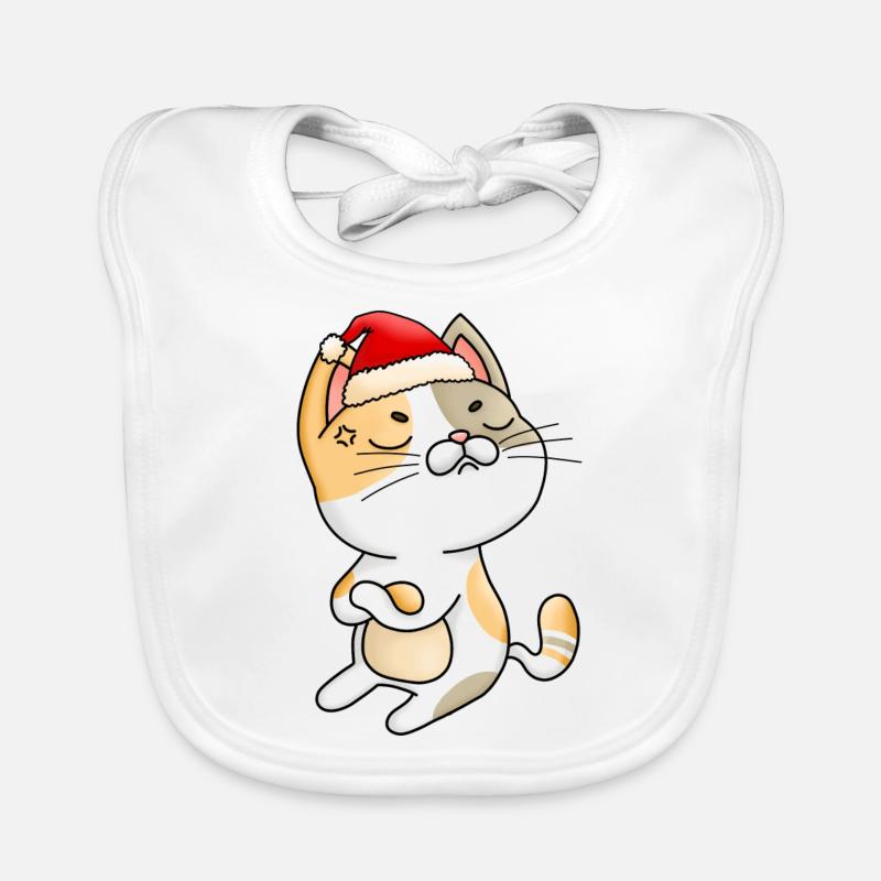 Noël drôle de chat Chat arbre de Noël Chat Bavoir bio Bébé
