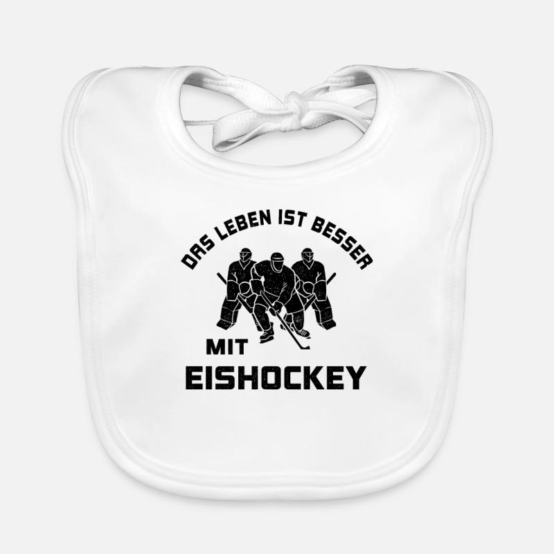 Das Leben ist besser mit Eishockey Spruch Geschenk Baby Bio-Lätzchen
