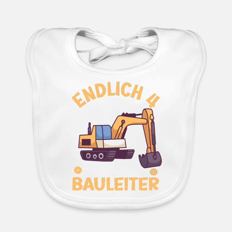 4. Geburtstag Junge Bagger Design Endlich 4 Baby Bio-Lätzchen