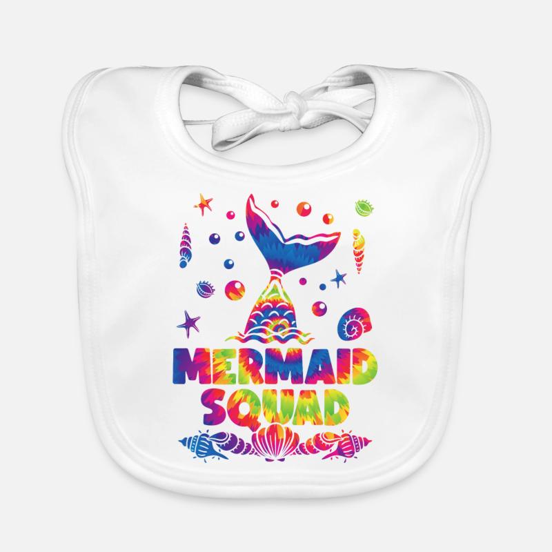 Mermaid Squad Seashell Colorful Tie Dye Organic Baby Bibs