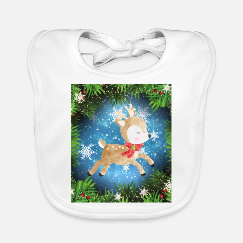 Cerf mignon à NOEL dans les étoiles Bavoir bio Bébé