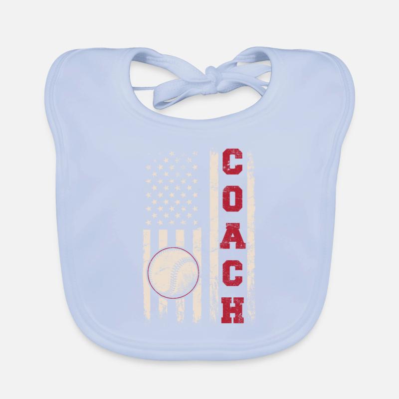 Baseball Coach Coaching American Flag Baseball Tra Organic Baby Bibs
