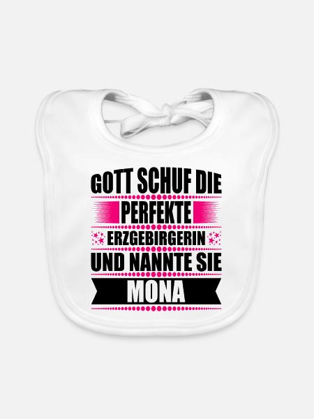 Erzgebirge Frau Namen Sachsen Mona - Baby Bio-Lätzchen - Weiß - Vorne