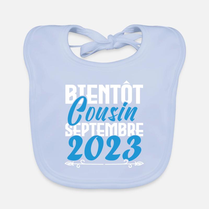 Annonce grossesse. bientôt Cousin Septembre 2023. Bavoir bio Bébé
