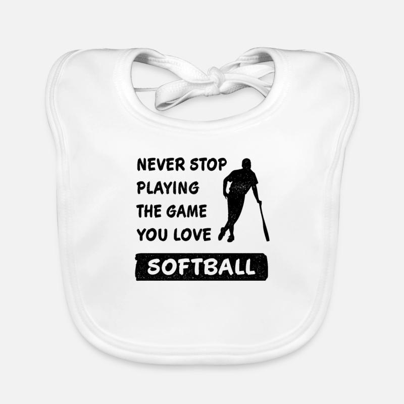 N’arrêtez jamais de jouer au jeu Softball Gift Bavoir bio Bébé