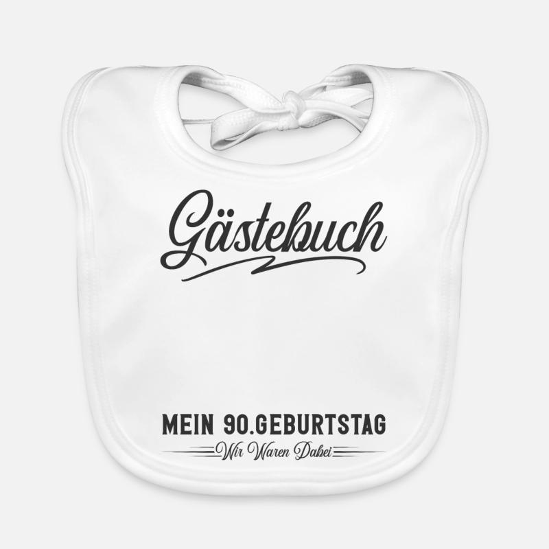 90. Geburtstag Gästebuch - Baby Bio-Lätzchen - Weiß