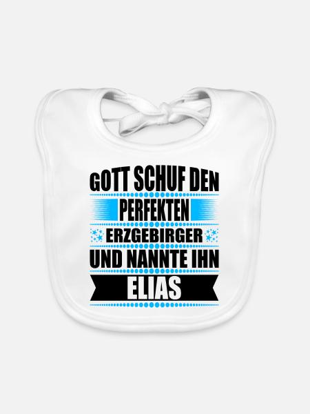Erzgebirge Mann Namen Sachsen Elias - Baby Bio-Lätzchen - Weiß - Vorne