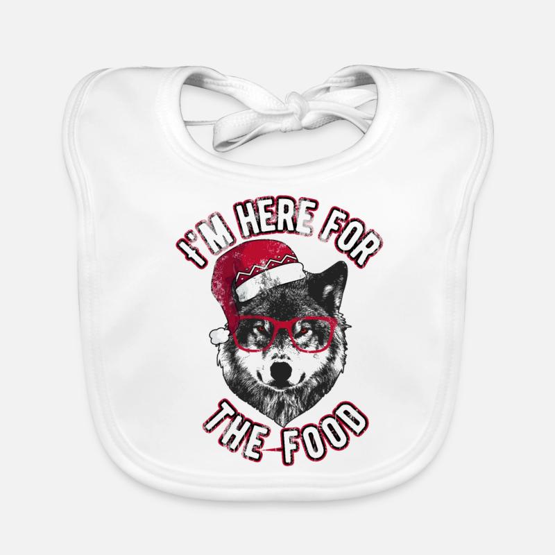 Je suis ici pour la nourriture - Grumpy Christmas Wolf Bavoir bio Bébé