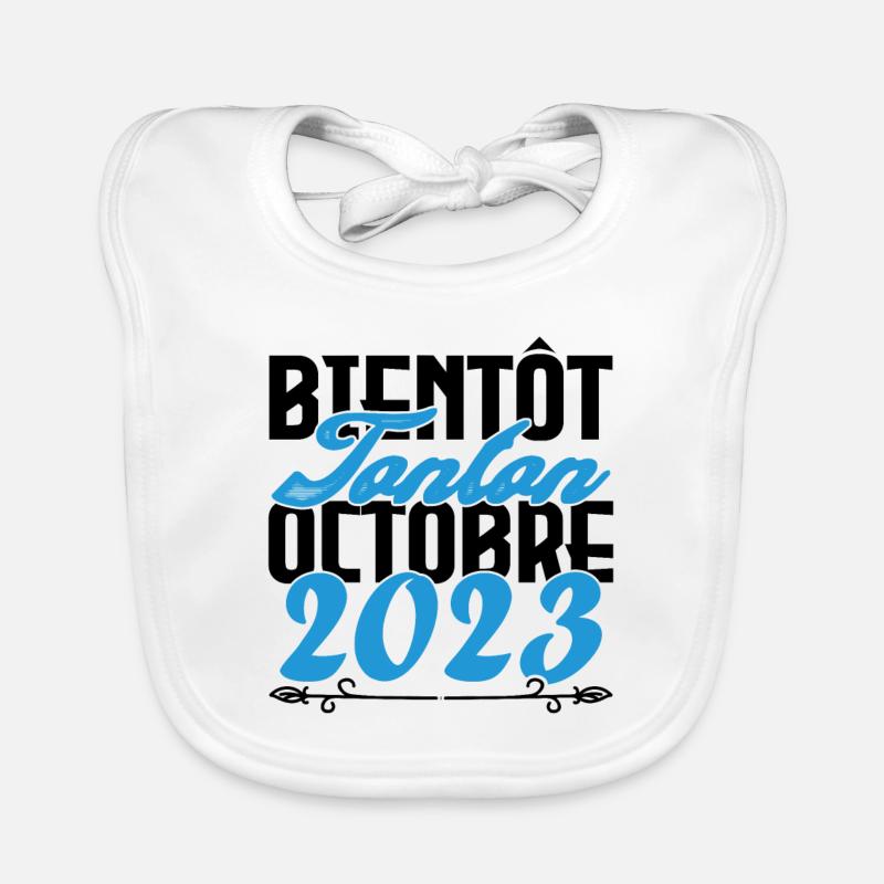 Annonce grossesse. bientôt Tonton Octobre 2023. Bavoir bio Bébé