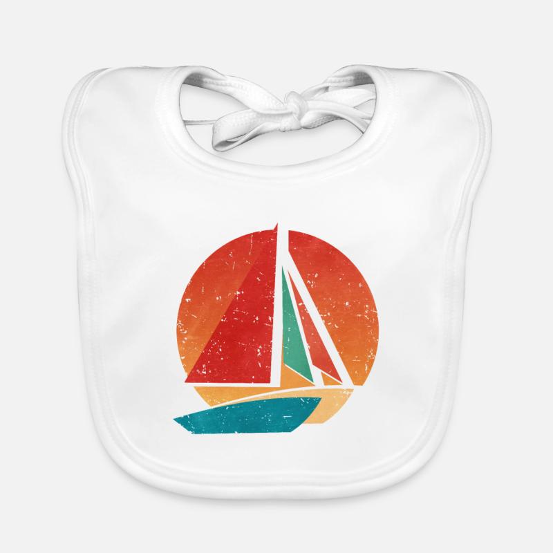 Rétro Catamaran - Bavoir bio Bébé - blanc