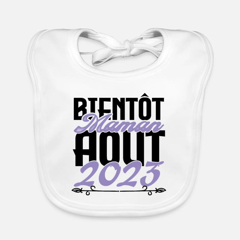 Annonce grossesse. bientôt Maman Aout 2023. août Bavoir bio Bébé