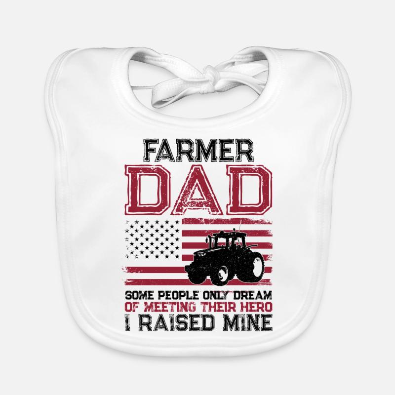 Farming Farmer Dad Father Tractor Organic Baby Bibs