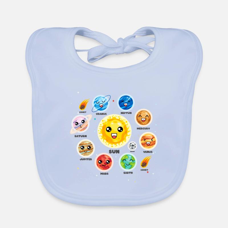 Solar System Planets Science Cute Realistic Space Organic Baby Bibs