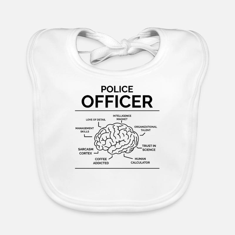 Policier Policier - Bavoir bio Bébé - blanc