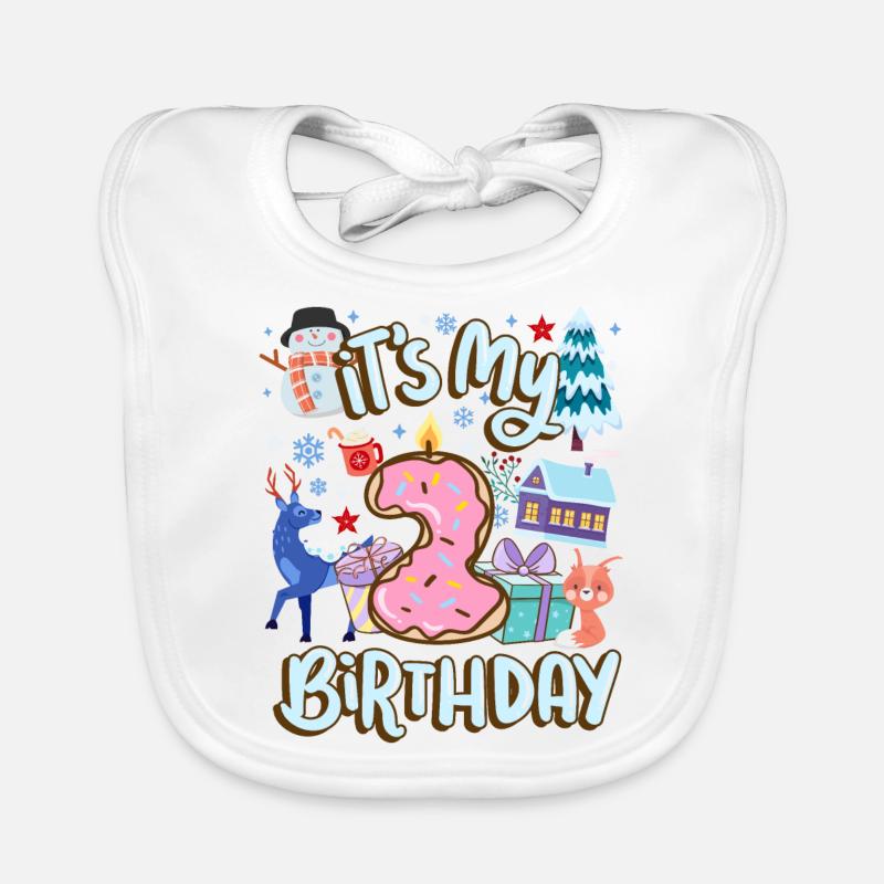 C’est mon beignet de vacances de bonhomme de neige 2 ans - Bavoir bio Bébé - blanc