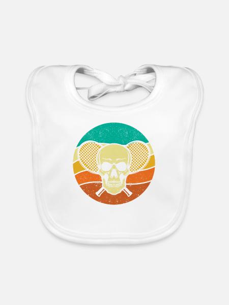 Tennis Skull Player Coach Fan Funny Sport - Organic Baby Bibs - white - Front