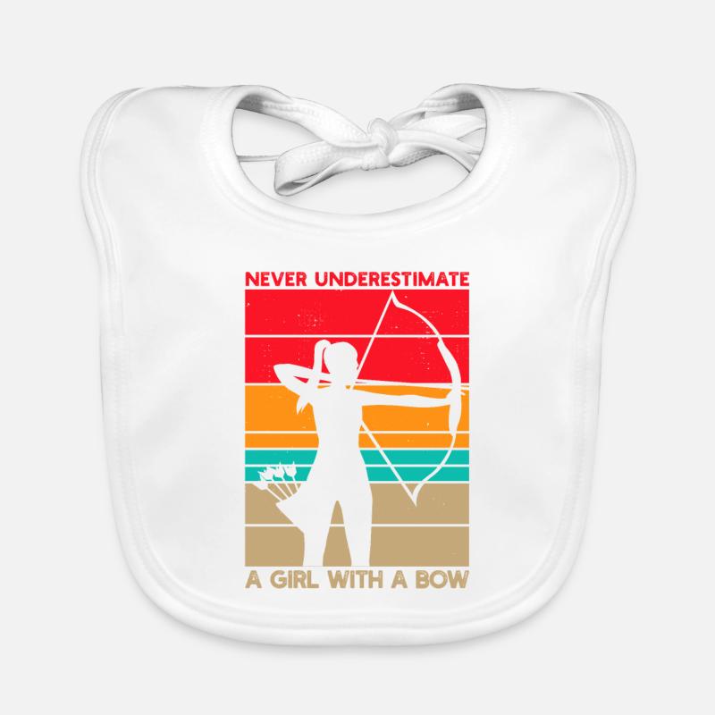 Unterschätze niemals ein Mädchen mit einem Bogenbogenschießen Baby Bio-Lätzchen