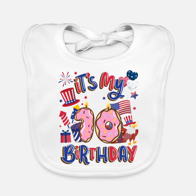 It's my 10th birthday Eagle July 4th Organic Baby Bibs