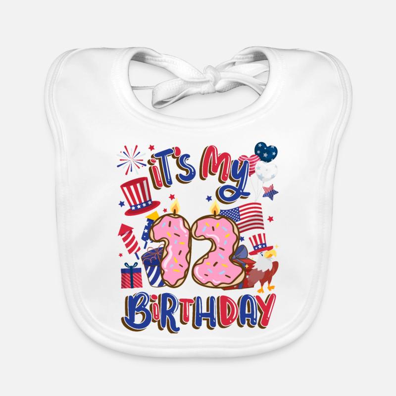 It's my 12th birthday Eagle July 4th Organic Baby Bibs