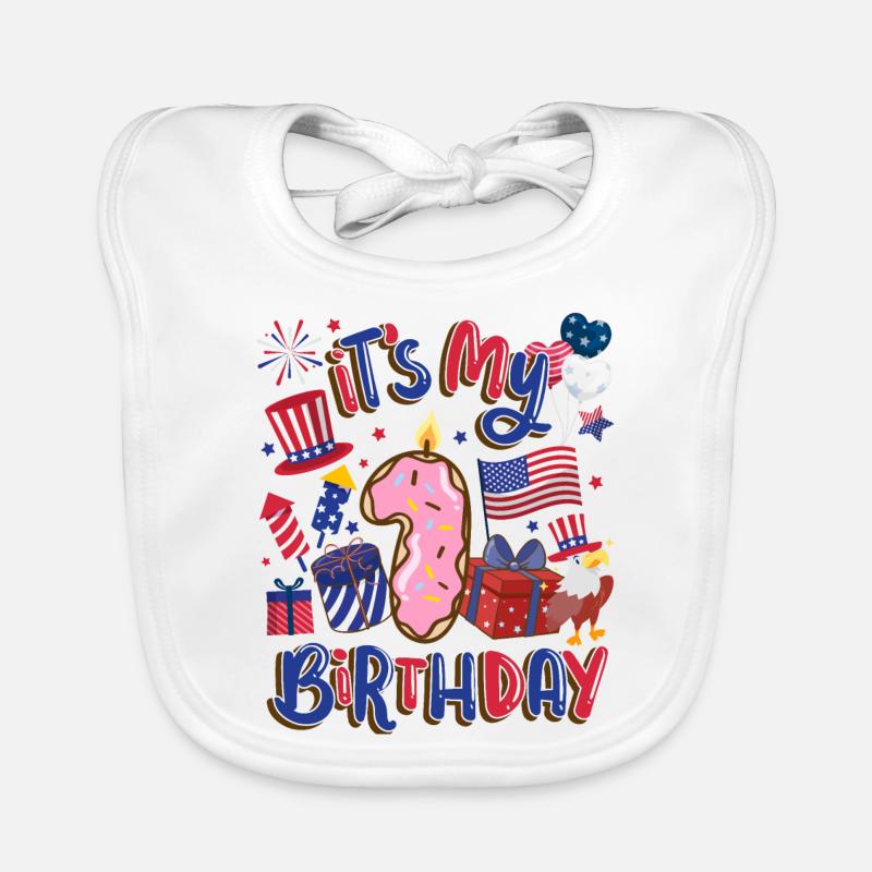 It's my 1 birthday Eagle July 4th Organic Baby Bibs
