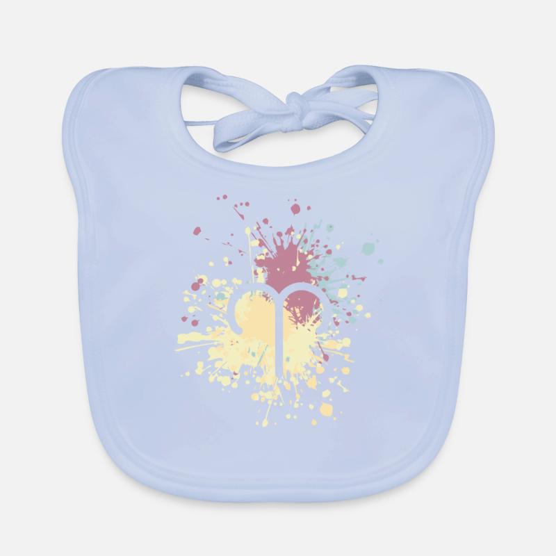 Éclaboussure de couleur du symbole du zodiaque Bélier Bavoir bio Bébé