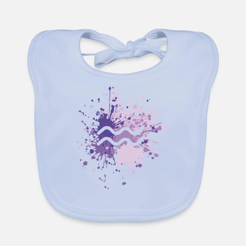 Éclaboussure de couleur de l'icône du Verseau du zodiaque Bavoir bio Bébé