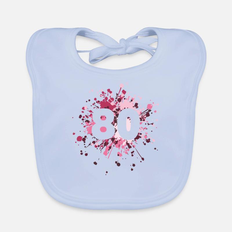 Number 80th Color Splash Organic Baby Bibs